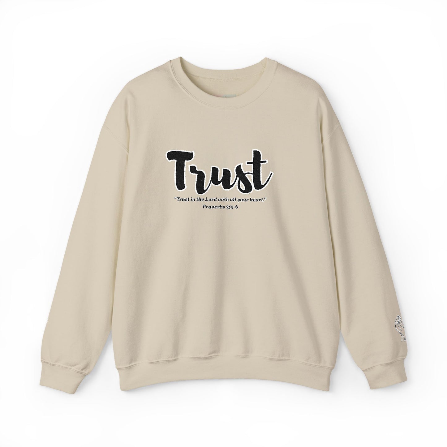 Trust Sweatshirt – “Trust in the Lord with All Thy Heart” Christian Crewneck, Inspirational Faith-Based Pullover, Cozy Unisex Apparel, Motivational Gift for Believers
