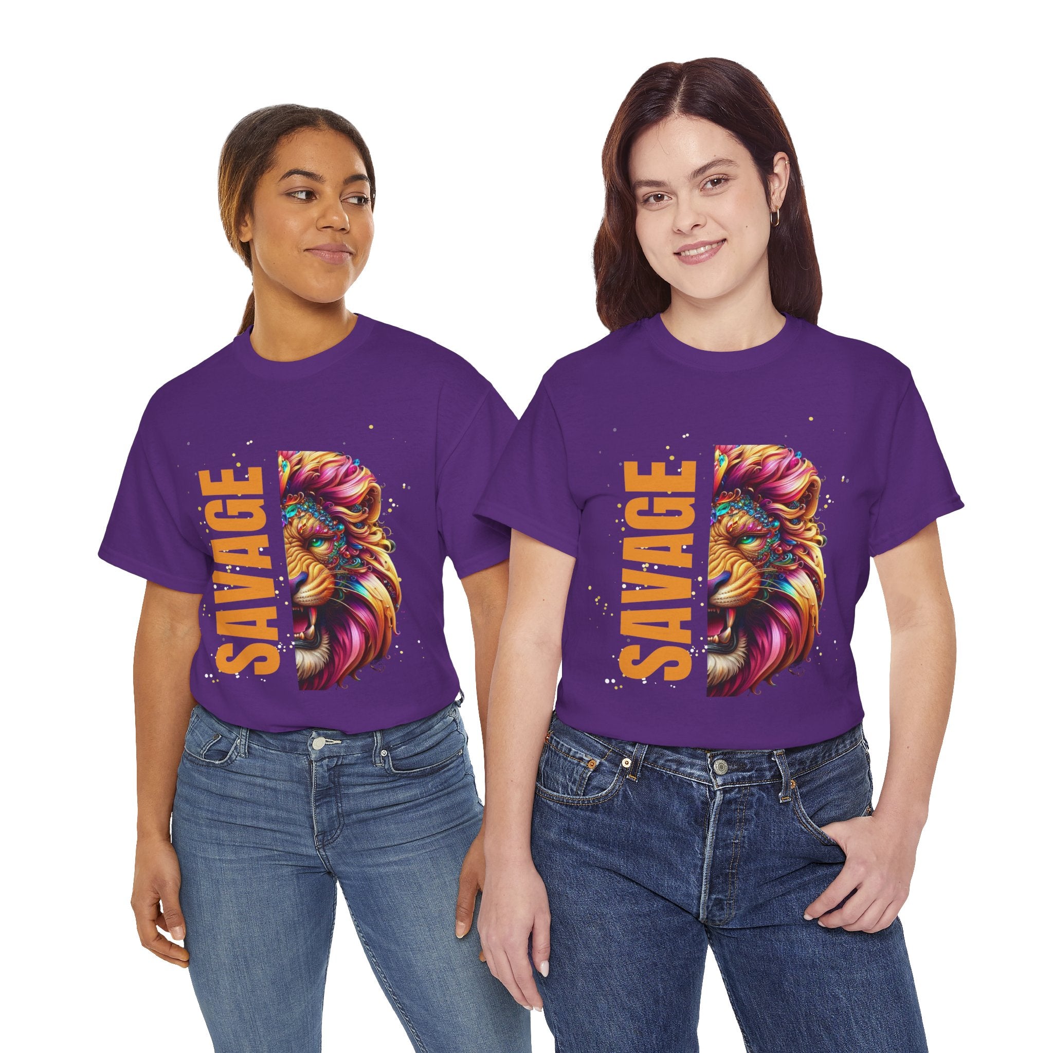 Savage Lion Tee, Unisex Heavy Cotton Shirt, Bold Graphic Tee for Animal Lovers, Casual Wear, Unique Gift Idea