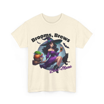 Brooms & Brews Halloween Tee, Unisex Shirt, Witch Craft Tee, Autumn Apparel, Spooky Season Outfit