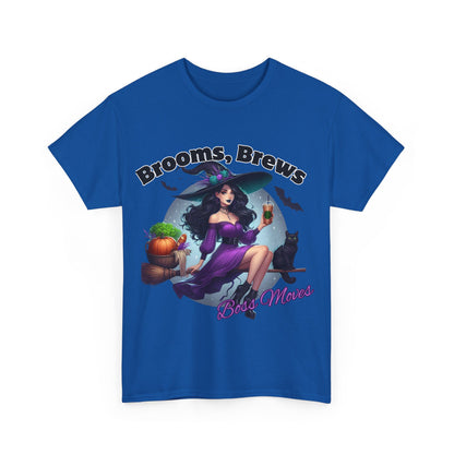 Brooms & Brews Halloween Tee, Unisex Shirt, Witch Craft Tee, Autumn Apparel, Spooky Season Outfit