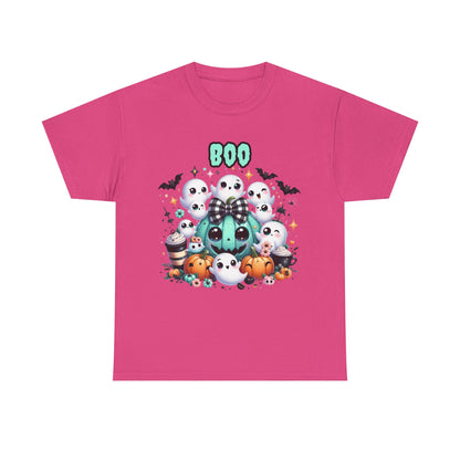 Halloween Boo Tee, Fun Spooky T-Shirt, Unisex Heavy Cotton, Cute Halloween Apparel, Ghost & Pumpkin Shirt, Seasonal Gift Idea