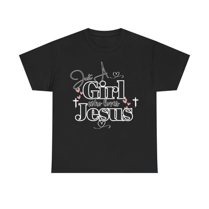 Just a Girl Who Loves Jesus Tee - Faith-Based Cotton Shirt, Christian Apparel, Perfect Gift for Church, Youth Group, Casual Wear