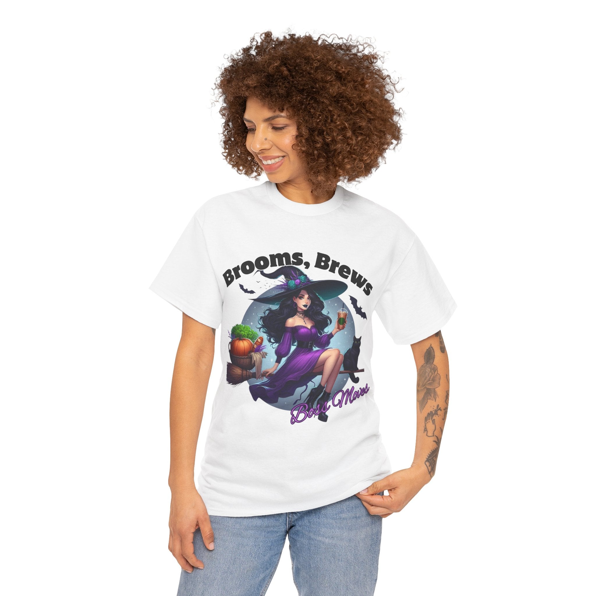 Brooms & Brews Halloween Tee, Unisex Shirt, Witch Craft Tee, Autumn Apparel, Spooky Season Outfit