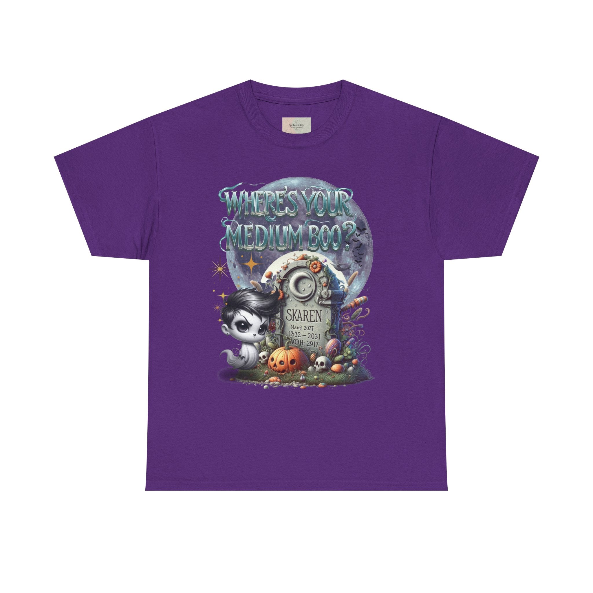Spooky Themed Tee, Halloween Apparel, Unisex Cotton T-Shirt, Medium Boo Graphic, Ghostly Gift, Fun Halloween Tee, Creepy Cute Shirt