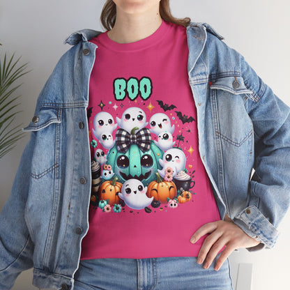 Halloween Boo Tee, Fun Spooky T-Shirt, Unisex Heavy Cotton, Cute Halloween Apparel, Ghost & Pumpkin Shirt, Seasonal Gift Idea