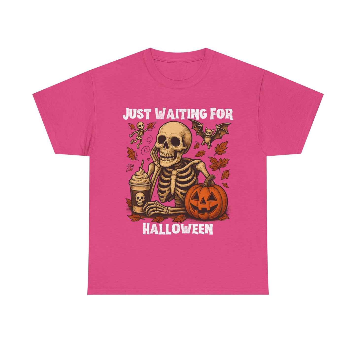 Halloween Skeleton Tee, Spooky T-Shirt, Fall Shirt, Unisex Halloween Apparel, Pumpkin and Skeleton Design