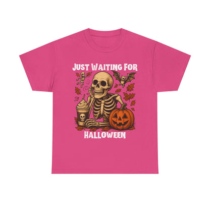 Halloween Skeleton Tee, Spooky T-Shirt, Fall Shirt, Unisex Halloween Apparel, Pumpkin and Skeleton Design