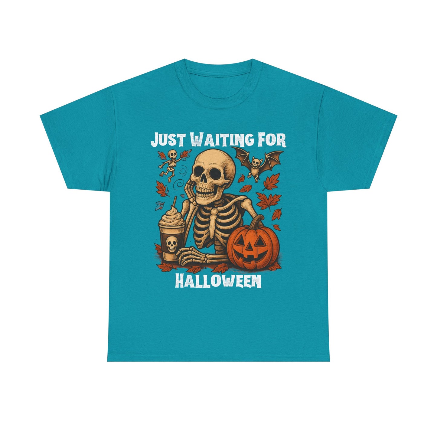 Halloween Skeleton Tee, Spooky T-Shirt, Fall Shirt, Unisex Halloween Apparel, Pumpkin and Skeleton Design