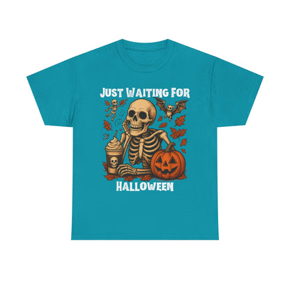 Halloween Skeleton Tee, Spooky T-Shirt, Fall Shirt, Unisex Halloween Apparel, Pumpkin and Skeleton Design