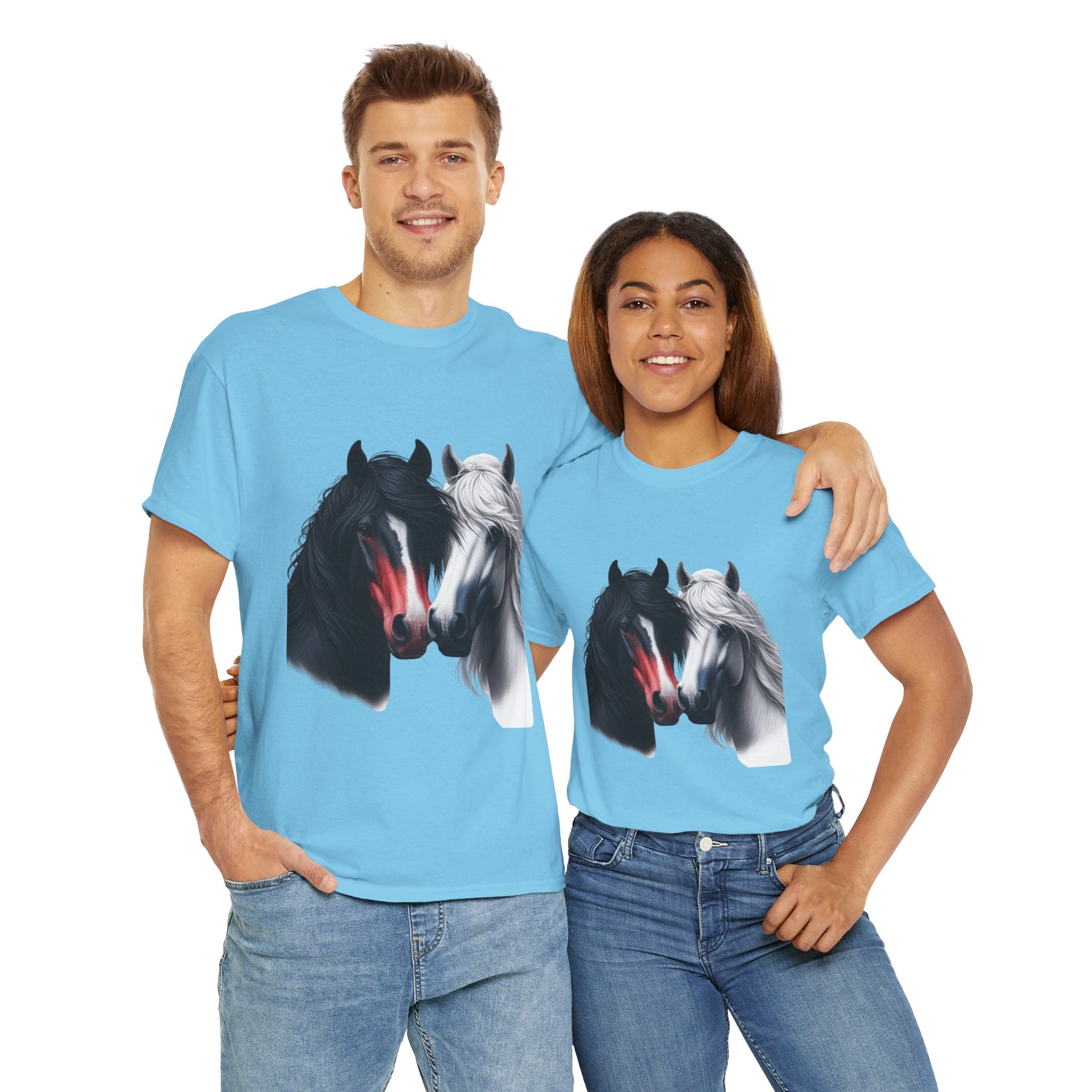 Black and White Horse Graphic Tee, Unisex T-Shirt, Equestrian Gift, Casual Wear, Horse Lover Apparel, Horse-Themed T-Shirt