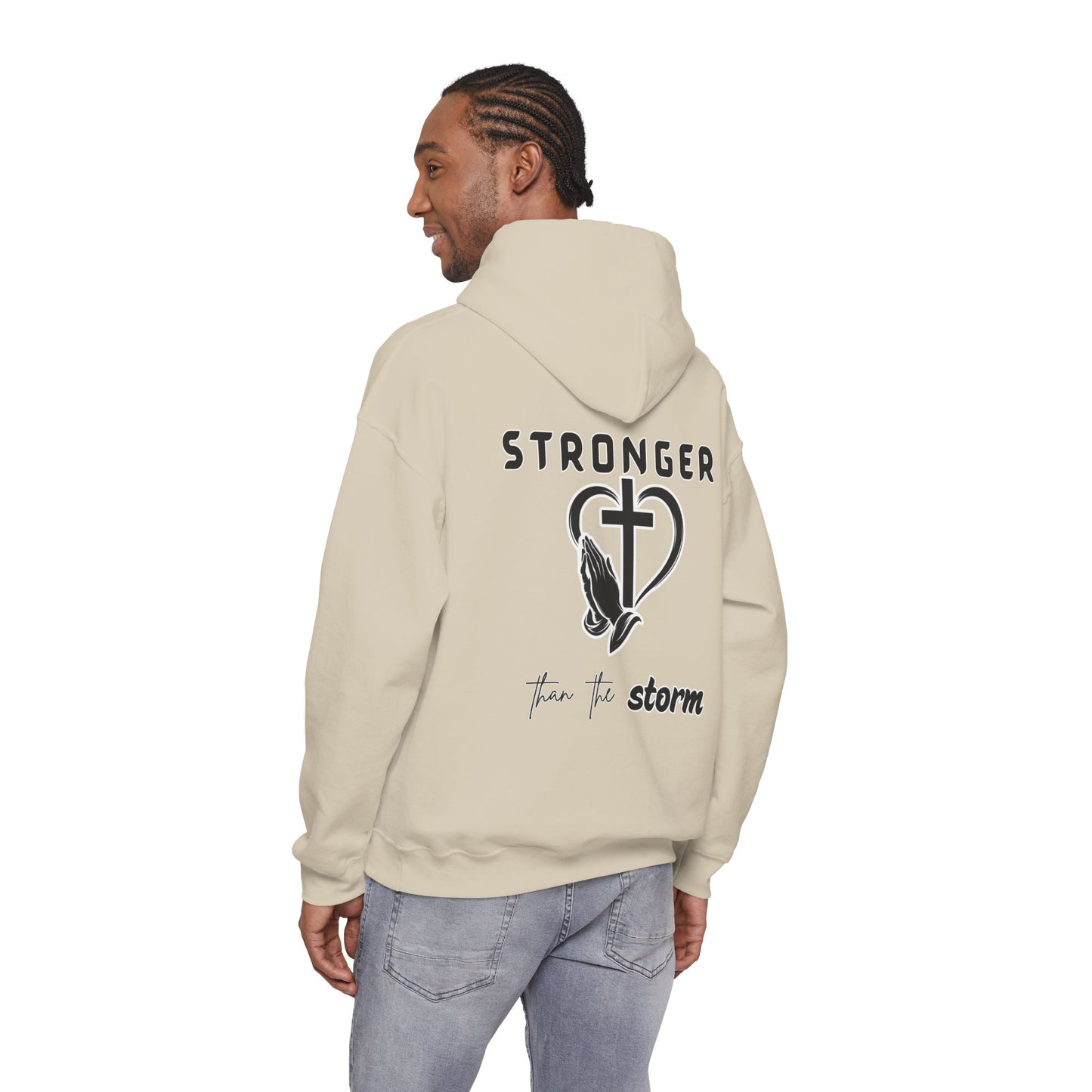 Stronger Than the Storm Hoodie – Faith-Inspired Unisex Pullover, Christian Hoodie with Motivational Quote, Spiritual Gift, Everyday Comfort Wear