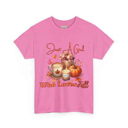 Just A Girl Who Like Fall Cotton Tee, Autumn T-Shirt, Seasonal Graphic Tee, Cozy Fall Apparel