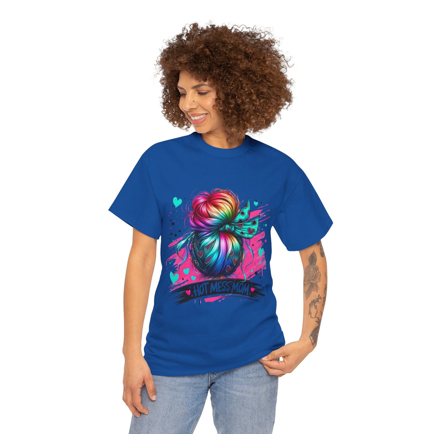 Colorful Hot Mess Mom Tee - Fun Gift, Casual Wear, Mother's Day, Parenting Humor, Family Gatherings