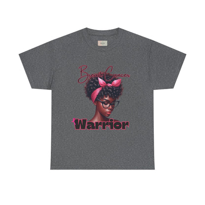 Pink Warrior Breast Cancer Unisex Heavy Cotton Tee, Awareness Shirt, Gift for Survivors, Support Merchandise, Inspirational Apparel