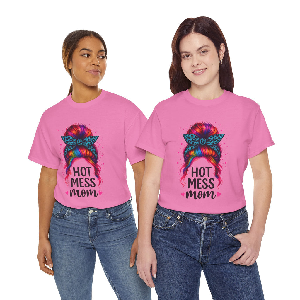 Hot Mess Mom Unisex Heavy Cotton Tee, Funny Mom Shirt, Gift for Mothers Day, Parody T-Shirt, Casual Wear, Trendy Graphic Tee