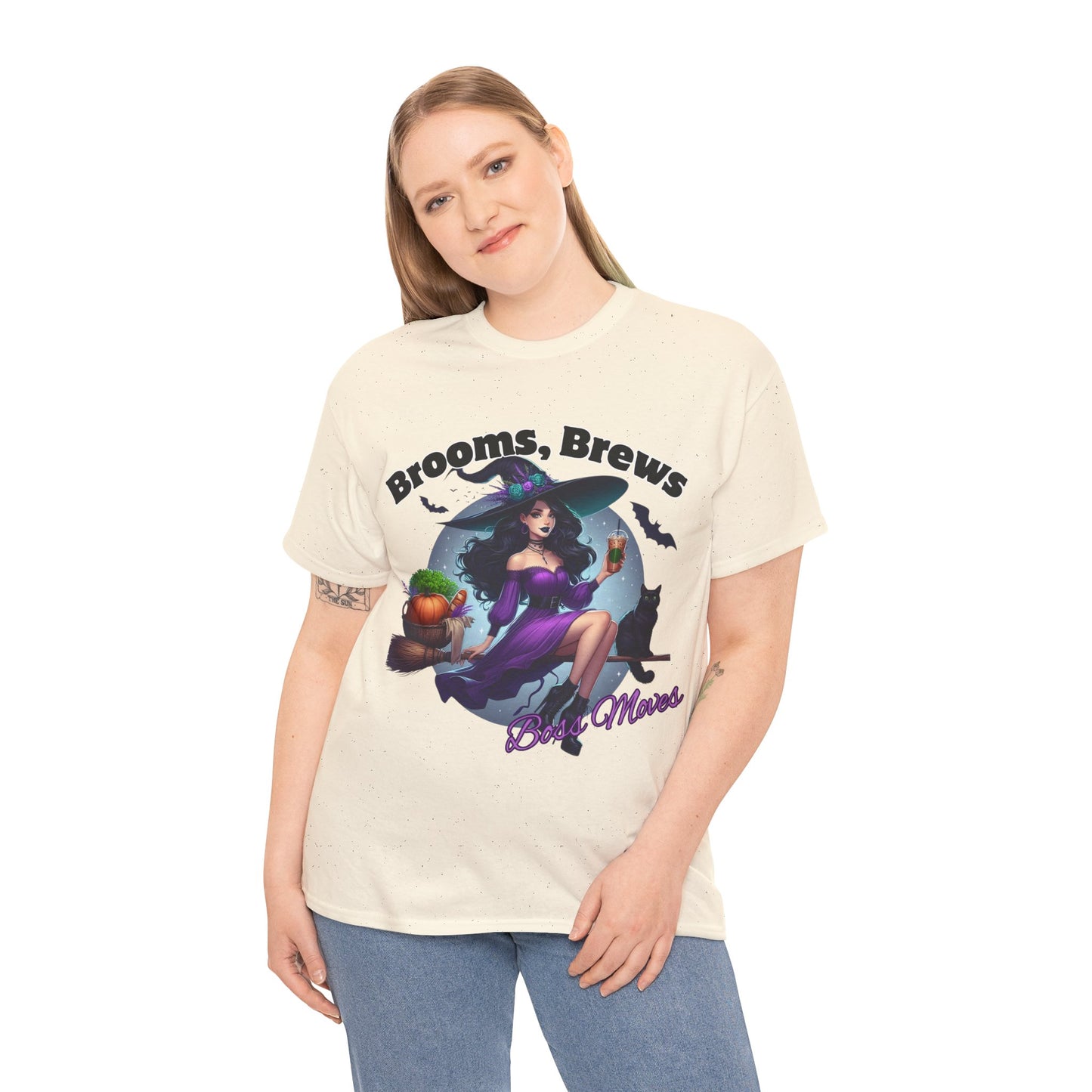 Brooms & Brews Halloween Tee, Unisex Shirt, Witch Craft Tee, Autumn Apparel, Spooky Season Outfit