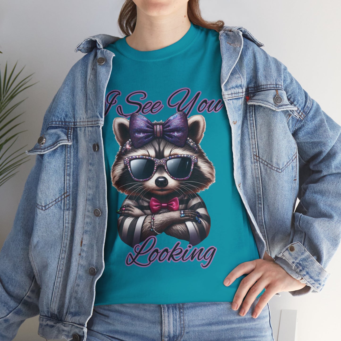I See You Looking Raccoon Tee, Cute Graphic T-Shirt, Unisex Cotton Shirt, Animal Lover Gift, Cool Casual Wear