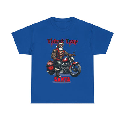 Thirst Trap Santa Tee, Funny Christmas Shirt, Unisex Holiday T-Shirt, Motorcycle Santa Gift, Festive Graphic Tee