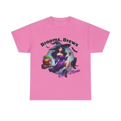 Brooms & Brews Halloween Tee, Unisex Shirt, Witch Craft Tee, Autumn Apparel, Spooky Season Outfit