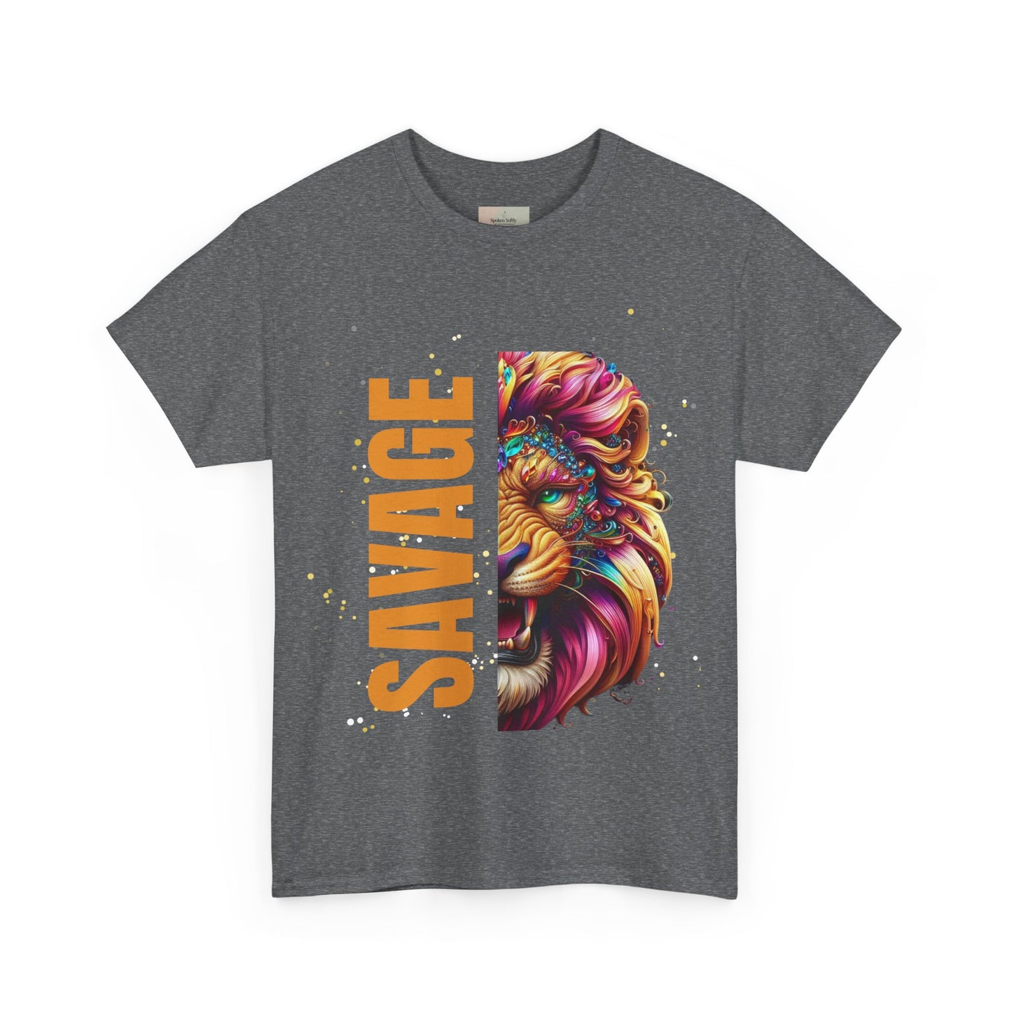 Savage Lion Tee, Unisex Heavy Cotton Shirt, Bold Graphic Tee for Animal Lovers, Casual Wear, Unique Gift Idea