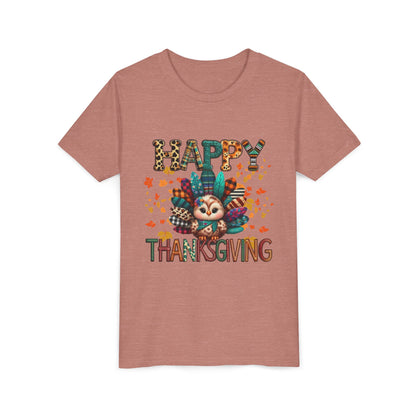 Thanksgiving Turkey Youth Tee, Kids Holiday Shirt, Autumn Graphic Tee, Family Thanksgiving Outfit, Cute Fall Apparel