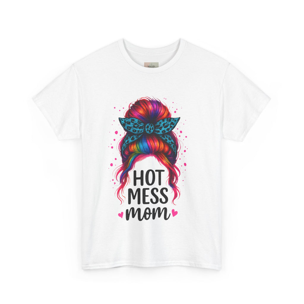 Hot Mess Mom Unisex Heavy Cotton Tee, Funny Mom Shirt, Gift for Mothers Day, Parody T-Shirt, Casual Wear, Trendy Graphic Tee