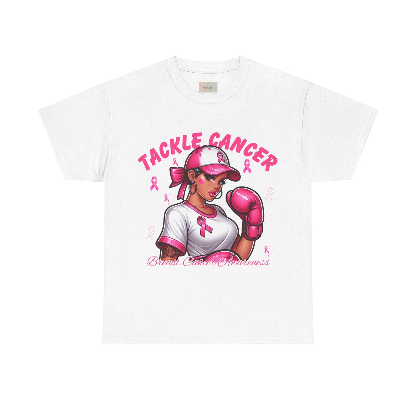 Empowering Unisex Heavy Cotton Tee - Tackle Cancer, Breast Cancer Awareness Shirt, Supportive Gift in Honor of Survivors