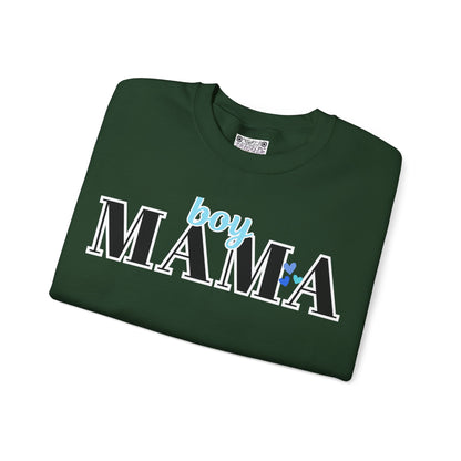 Boy Mama Crewneck Sweatshirt – Cozy Unisex Mom Sweater, Cute Mother’s Day Gift, White Minimalist Mom Life Pullover, New Mom Apparel
