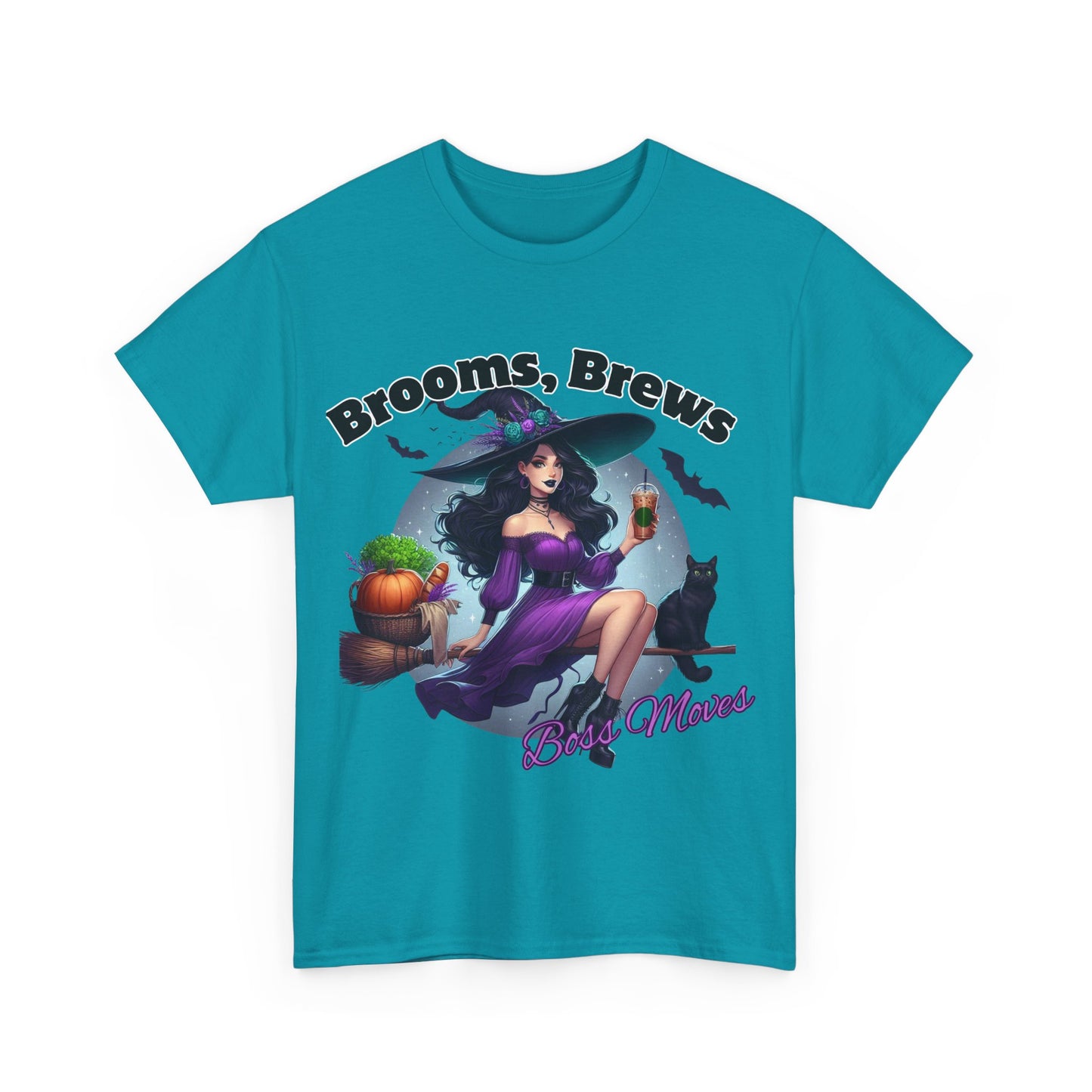 Brooms & Brews Halloween Tee, Unisex Shirt, Witch Craft Tee, Autumn Apparel, Spooky Season Outfit