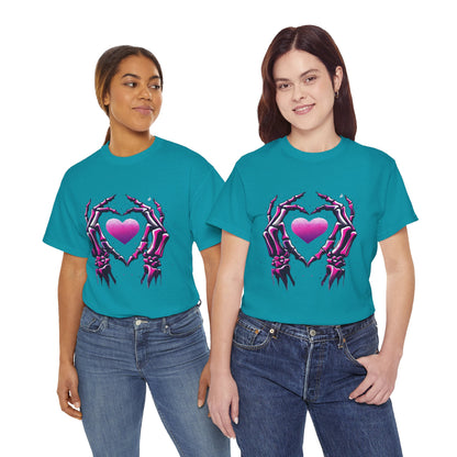 Skeleton Hands Heart Unisex Tee | Halloween Shirt, Gift for Gothic Lovers, Alternative Fashion, Casual Wear, Unique Graphic Tee
