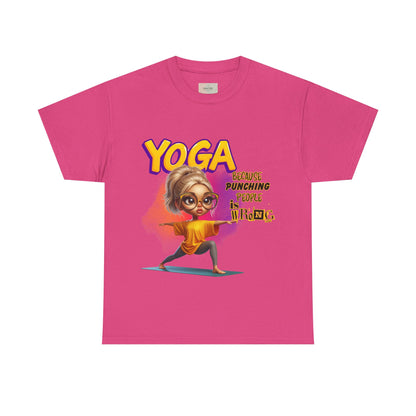 Yoga Humor Unisex Heavy Cotton Tee, Funny Yoga Shirt, Gift for Yogis, Relaxation Tee, Quirky Exercise Apparel
