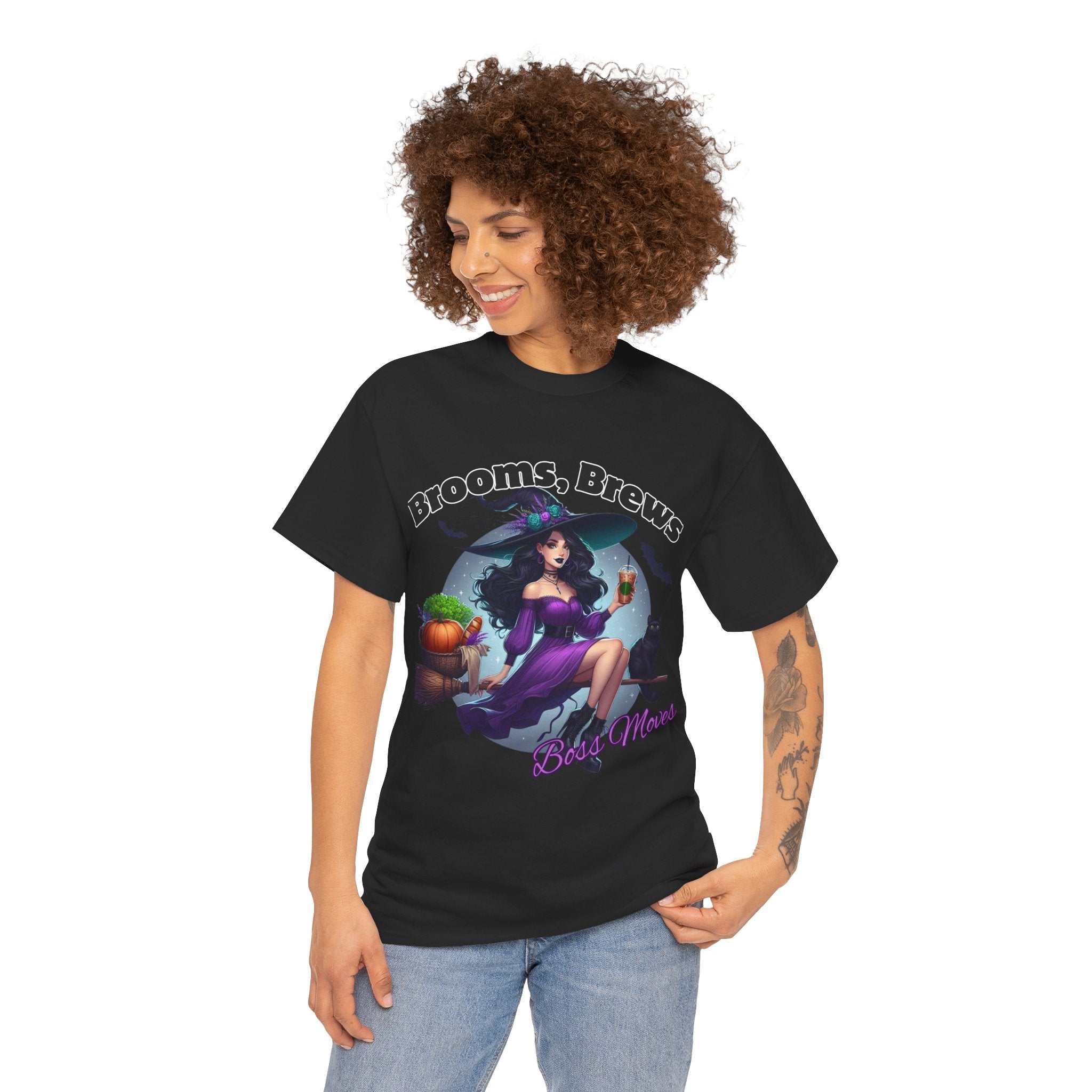 Brooms & Brews Halloween Tee, Unisex Shirt, Witch Craft Tee, Autumn Apparel, Spooky Season Outfit