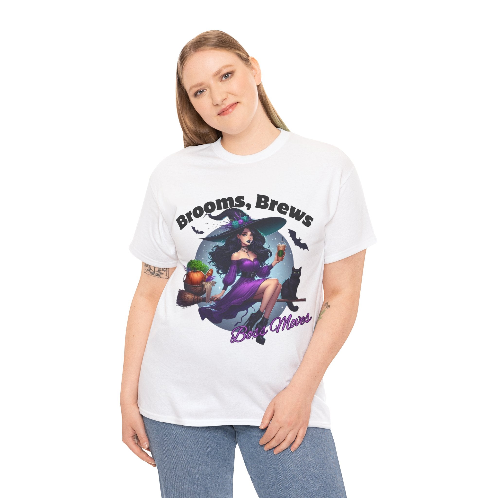 Brooms & Brews Halloween Tee, Unisex Shirt, Witch Craft Tee, Autumn Apparel, Spooky Season Outfit