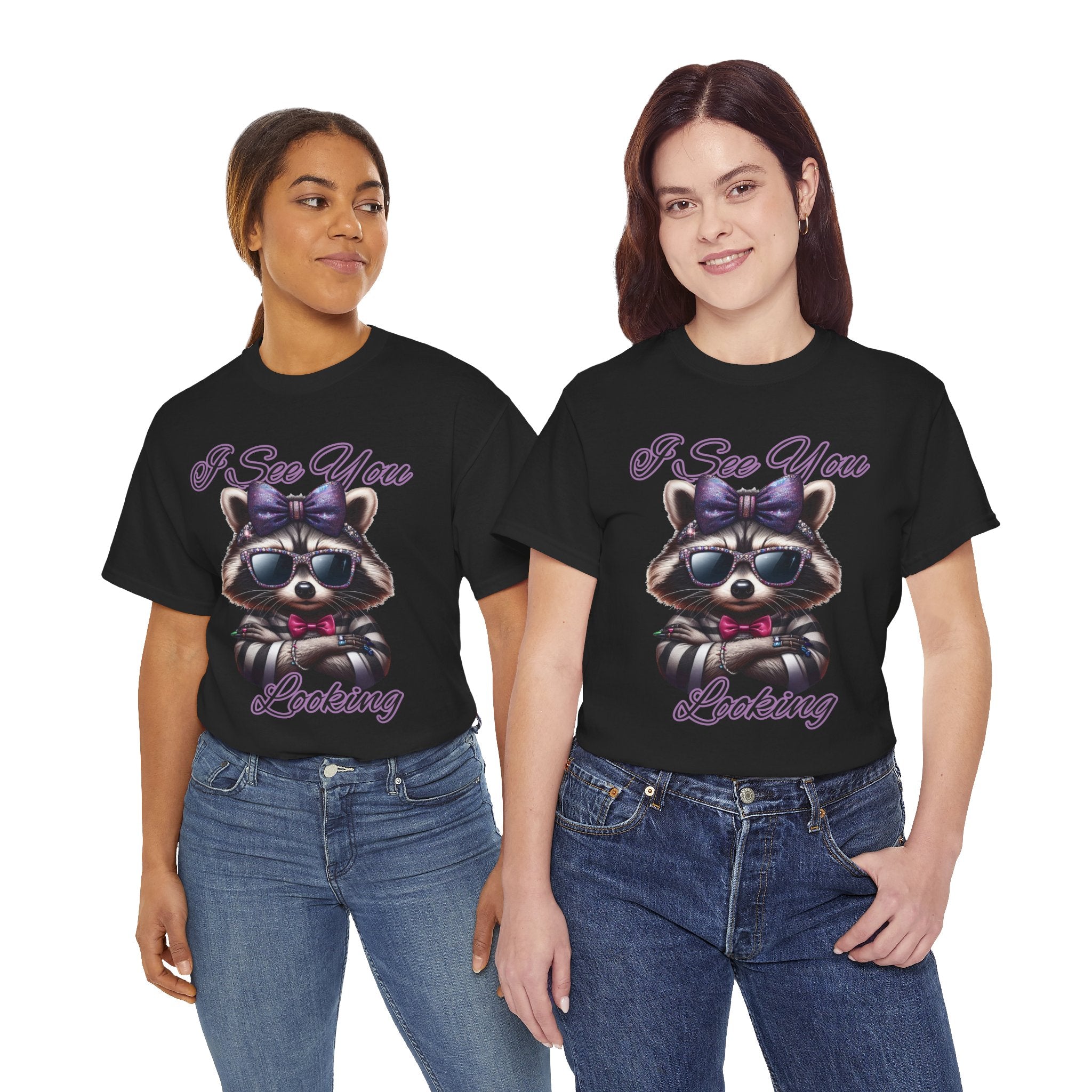 I See You Looking Raccoon Tee, Cute Graphic T-Shirt, Unisex Cotton Shirt, Animal Lover Gift, Cool Casual Wear