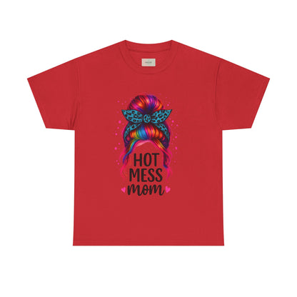 Hot Mess Mom Unisex Heavy Cotton Tee, Funny Mom Shirt, Gift for Mothers Day, Parody T-Shirt, Casual Wear, Trendy Graphic Tee