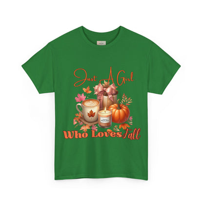 Just A Girl Who Like Fall Cotton Tee, Autumn T-Shirt, Seasonal Graphic Tee, Cozy Fall Apparel