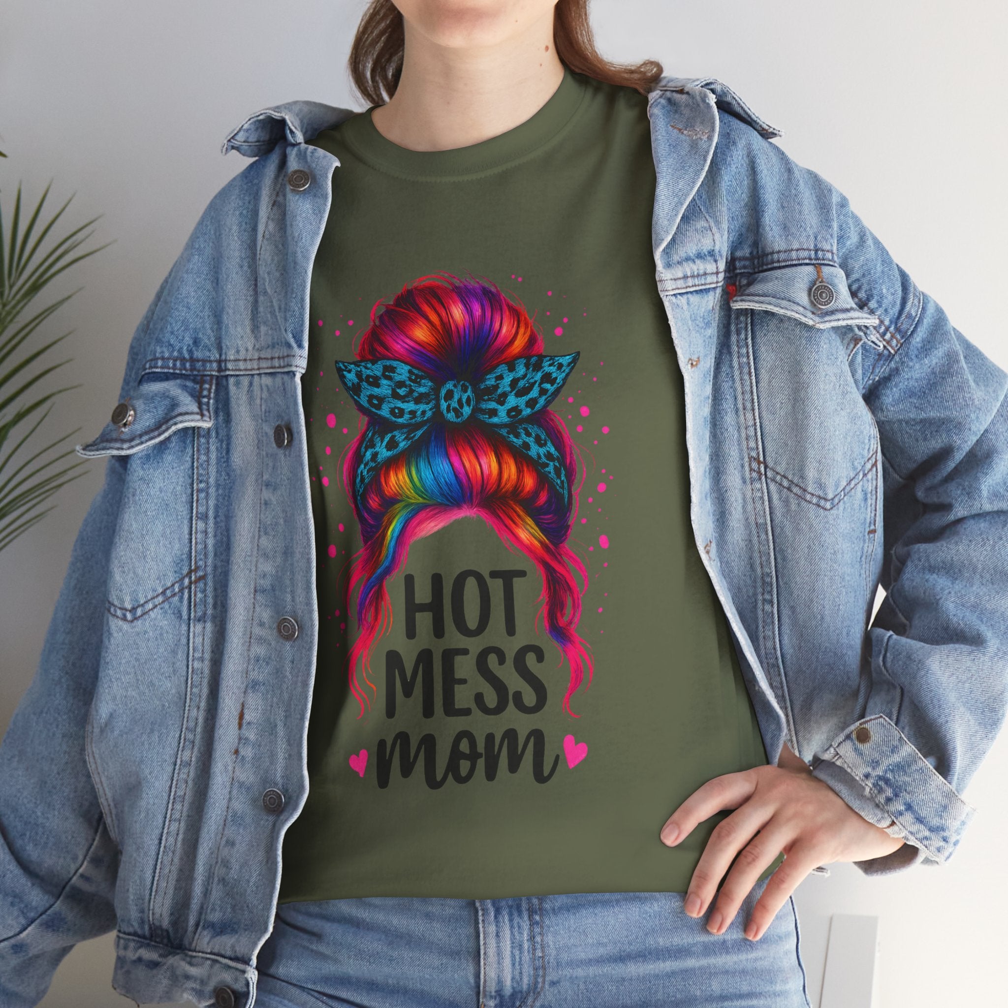 Hot Mess Mom Unisex Heavy Cotton Tee, Funny Mom Shirt, Gift for Mothers Day, Parody T-Shirt, Casual Wear, Trendy Graphic Tee