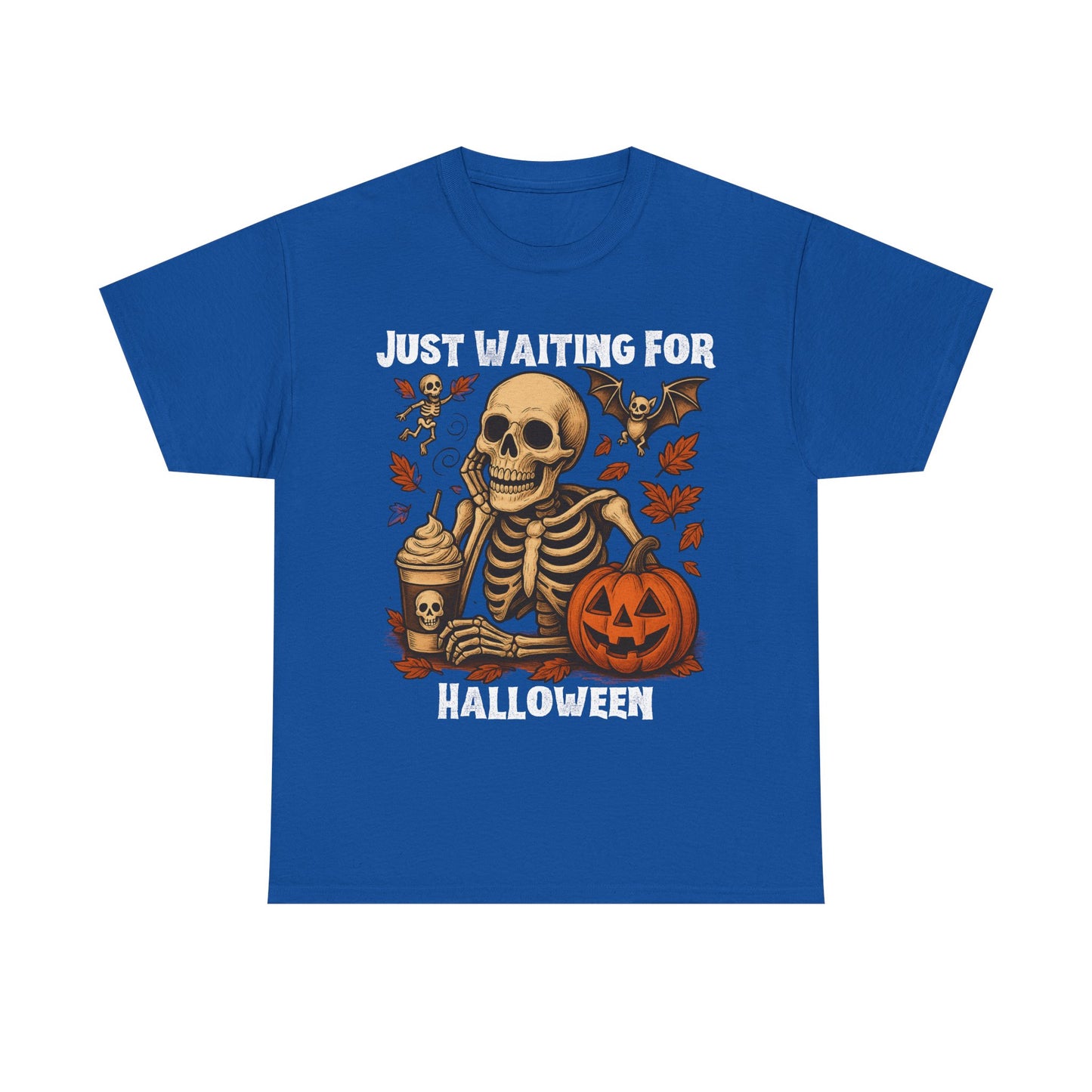 Halloween Skeleton Tee, Spooky T-Shirt, Fall Shirt, Unisex Halloween Apparel, Pumpkin and Skeleton Design