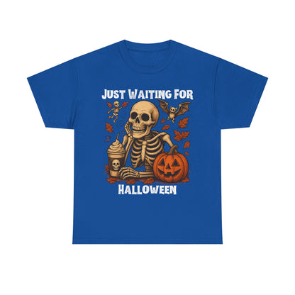 Halloween Skeleton Tee, Spooky T-Shirt, Fall Shirt, Unisex Halloween Apparel, Pumpkin and Skeleton Design