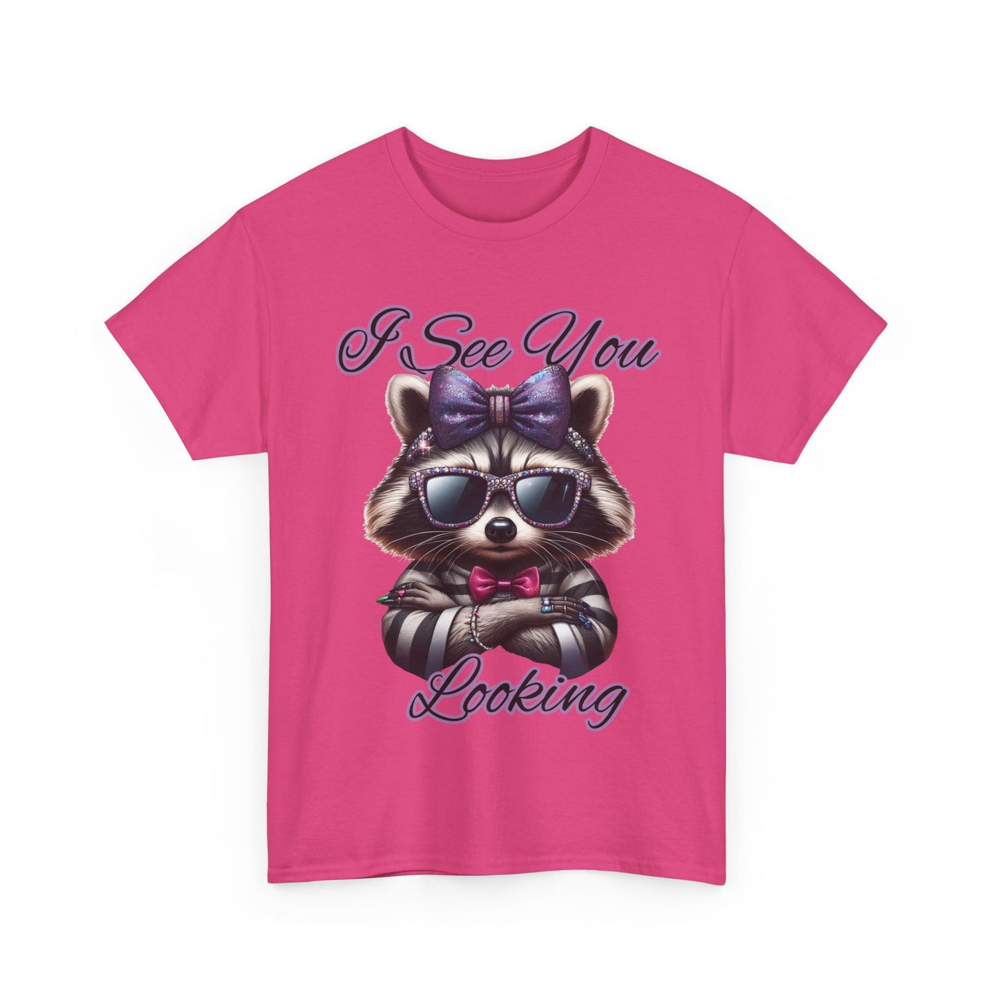 I See You Looking Raccoon Tee, Cute Graphic T-Shirt, Unisex Cotton Shirt, Animal Lover Gift, Cool Casual Wear