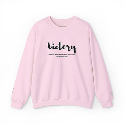 Victory Sweatshirt – “Thanks Be to God, Who Gives Us the Victory” Christian Crewneck, Inspirational Faith-Based Pullover, Cozy Unisex Apparel, Motivational Gift for Believers