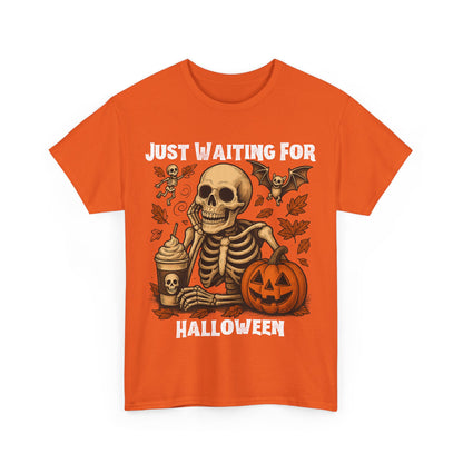 Halloween Skeleton Tee, Spooky T-Shirt, Fall Shirt, Unisex Halloween Apparel, Pumpkin and Skeleton Design