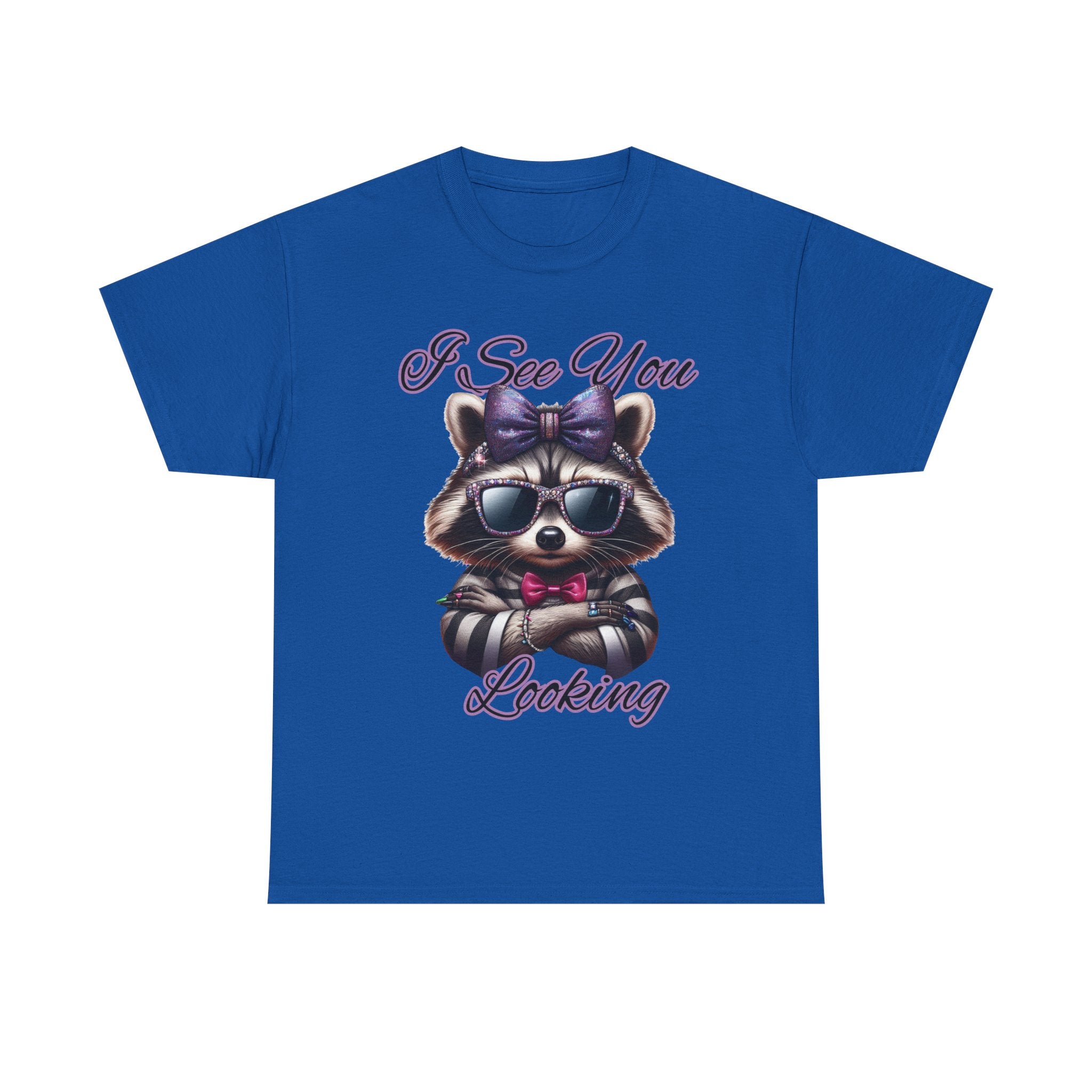 I See You Looking Raccoon Tee, Cute Graphic T-Shirt, Unisex Cotton Shirt, Animal Lover Gift, Cool Casual Wear