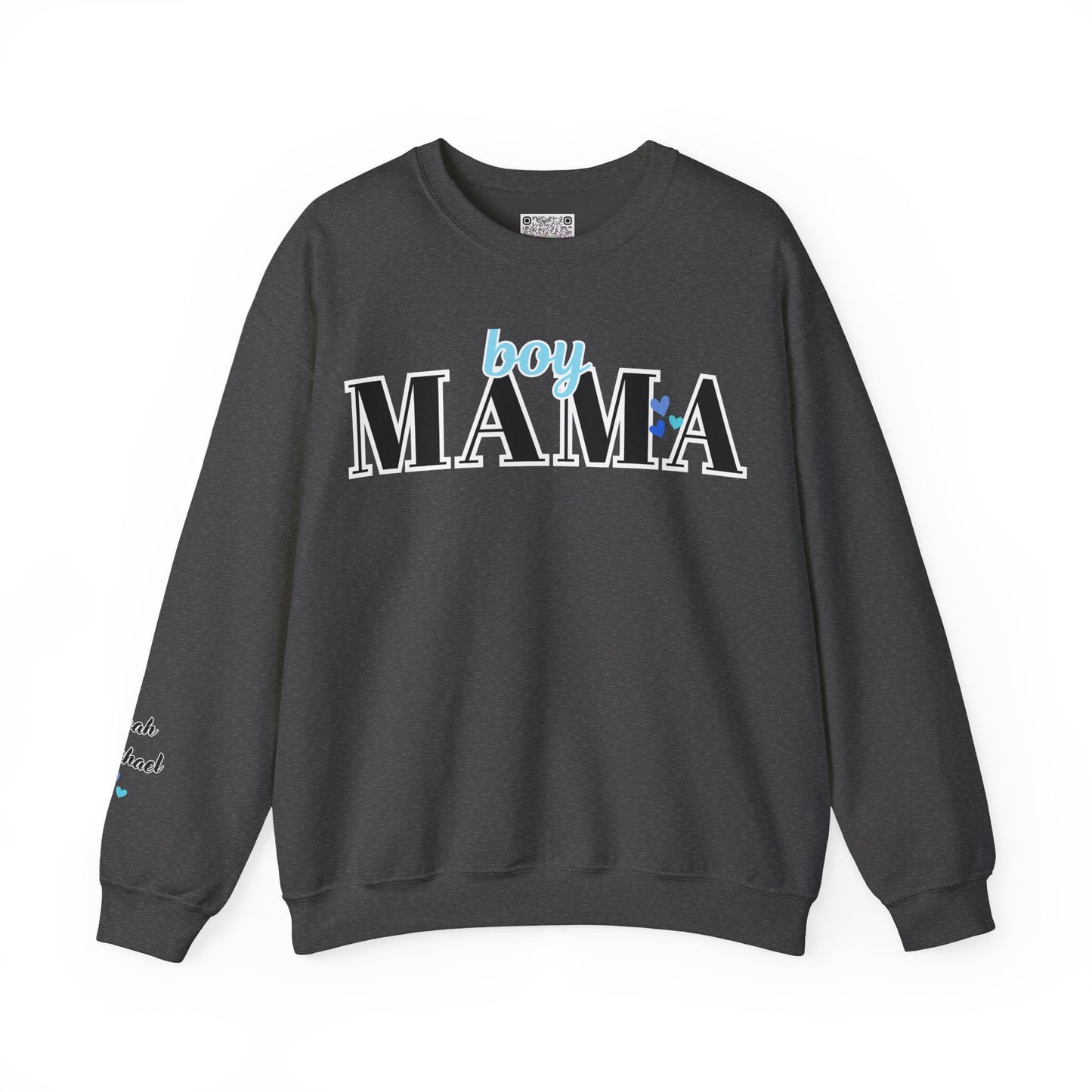 Boy Mama Crewneck Sweatshirt – Cozy Unisex Mom Sweater, Cute Mother’s Day Gift, White Minimalist Mom Life Pullover, New Mom Apparel