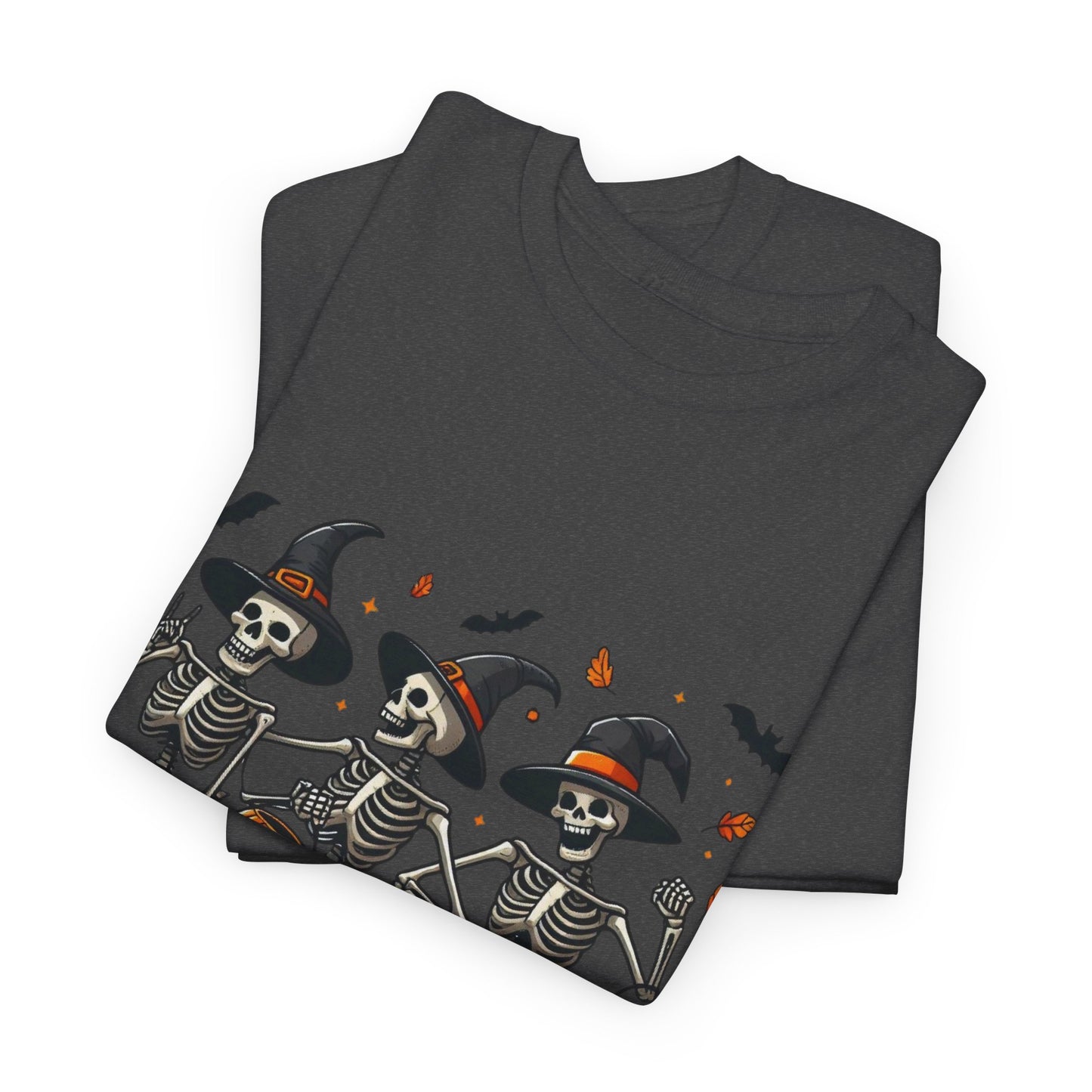 Halloween Skeleton Dance Unisex Heavy Cotton Tee, Spooky T-Shirt, Fall Fashion, Halloween Costume, Creepy Vibes, Gift for Halloween Lovers