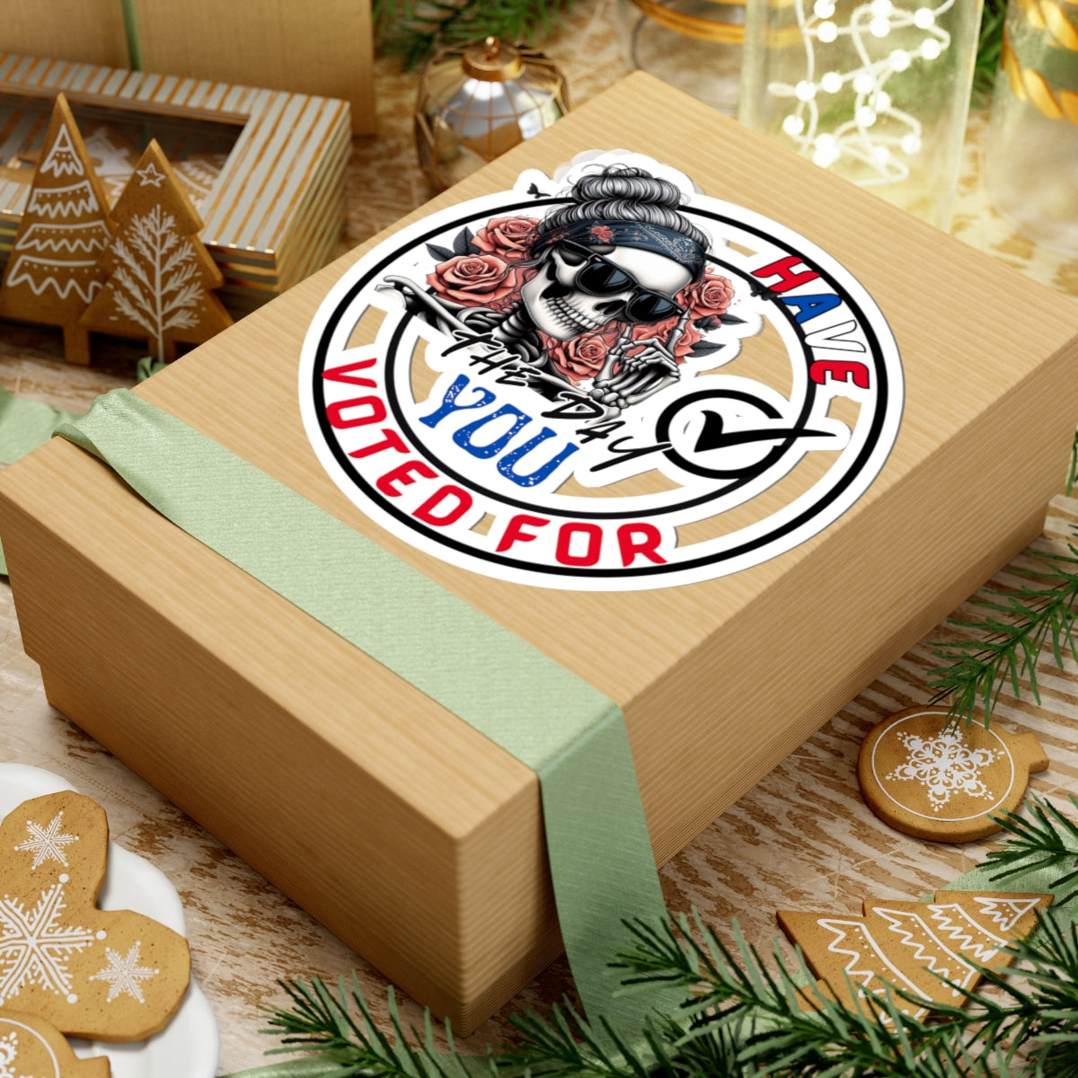 Voting Skull Kiss-Cut Stickers | Election Day Decor, Political Gifts, Laptop Art, Fun Stickers, Voter Awareness