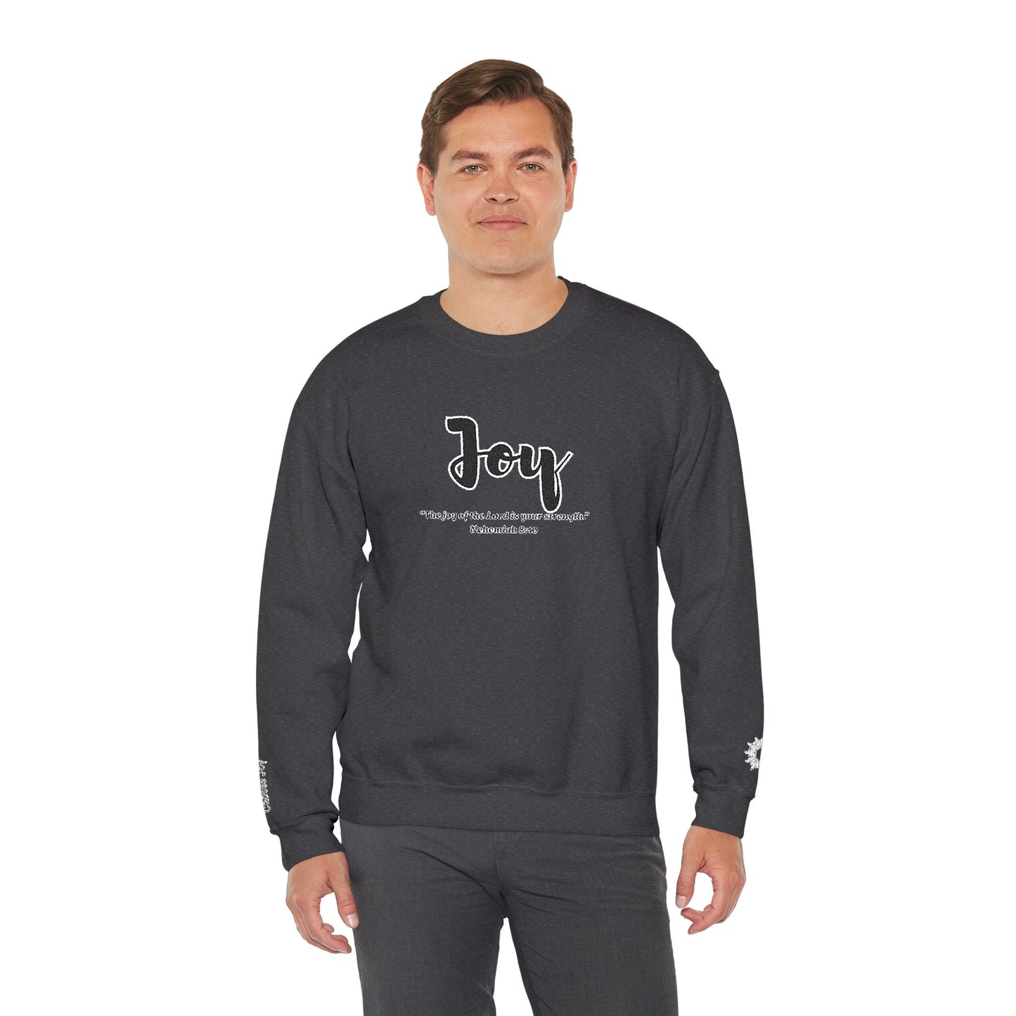 Joy Sweatshirt – “The Joy of the Lord Is Your Strength” Christian Crewneck, Inspirational Faith-Based Pullover, Cozy Unisex Apparel, Uplifting Gift for Believers