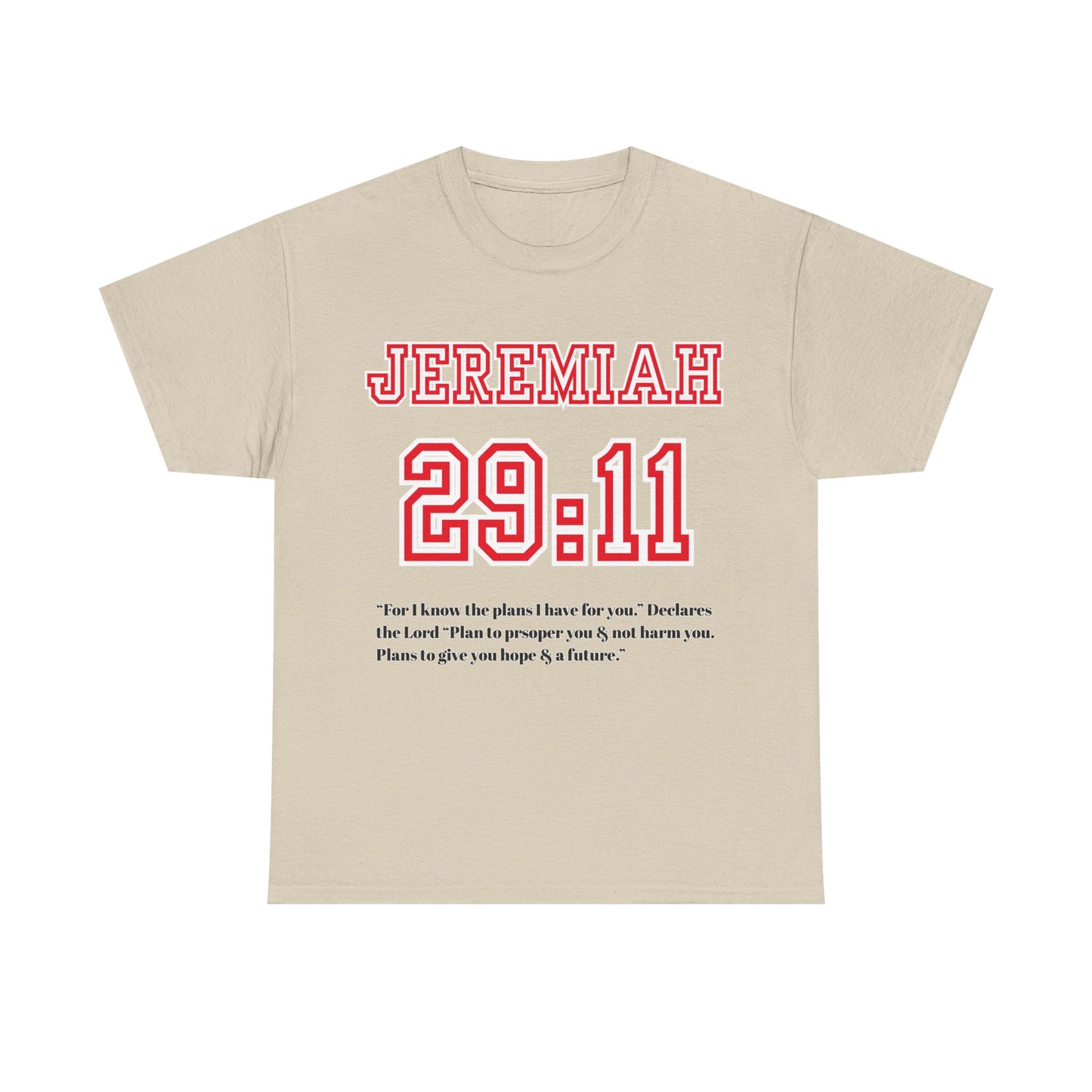 Jeremiah 29:11 Unisex Heavy Cotton Tee - Inspirational Faith Shirt, Christian Apparel, Hopeful Message, Gift for Believers, Casual Wear