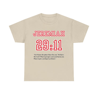 Jeremiah 29:11 Unisex Heavy Cotton Tee - Inspirational Faith Shirt, Christian Apparel, Hopeful Message, Gift for Believers, Casual Wear