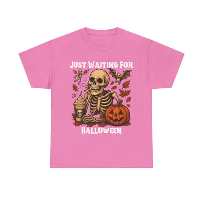 Halloween Skeleton Tee, Spooky T-Shirt, Fall Shirt, Unisex Halloween Apparel, Pumpkin and Skeleton Design